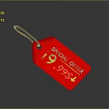Red Special Offer Price Tag With Black String On Gray Background And Reflection 3d model