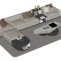 Modern Sofa And Coffee Table Set With Light Colored L Shaped Design And Marble Top 3d model