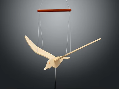 Modern Wooden Bird Shaped Pendant Light With Hanging Wings Design 3d model