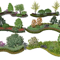 Beautiful Flower Plants And Shrubs In Natural Landscape Design With Colorful Blooms