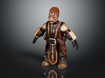 Detailed Toy Character And Mythical Creature Design With Brown Gold Armor Belt And Boots 3d model