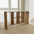 Modern Light Wooden Console Cabinet With Open Storage Shelves For Entryway