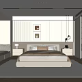Modern Bedroom Interior Design With Upholstered Bed Nightstands Framed Art And Recessed Lighting