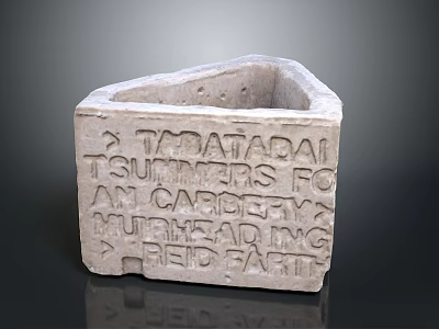 Ancient Stone Carved Artifact With Historical Text Inscriptions And Details 3d model
