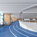 Modern Basketball Gym Interior With Hoops Wooden Floor Teamwork And Scoreboard