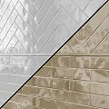 Glazed Tile Components With White Herringbone And Brown Rectangular Patterns For Wall Decoration 3d model