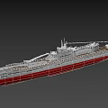 Realistic 3D Model of White Red Ship With Deck Chimney Antenna and Hull