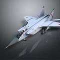 White Military Fighter Jet With Red Star Emblems Sharp Nose And Wings 3d model