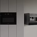 Black Built-in Kitchen Oven And Coffee Machine With Modern Design Elements 3d model