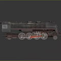 Vintage Steam Locomotive With Black Metal Body Red Stripes Detailed Wheels And Pipes