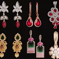 Elegant Jewelry Pendants With Various Gemstone Inlaid Designs And Diamond Accents