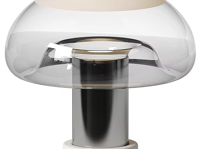 Modern Mushroom Shaped Table Lamp With Clear Glass Shade And Silver Metal Base 3d model