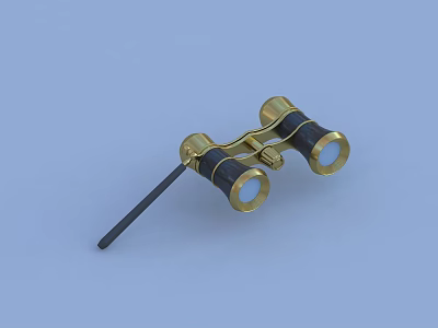 Professional Golden Commercial Binoculars With Black Handle And Clear Lenses Design 3d model