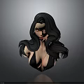 Cute Child Girl 3D Render with Long Black Hair and Red Lips