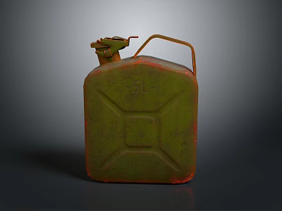 Green 5L Jerry Can with Metal Handle and Vintage Design for Daily Use 3d model