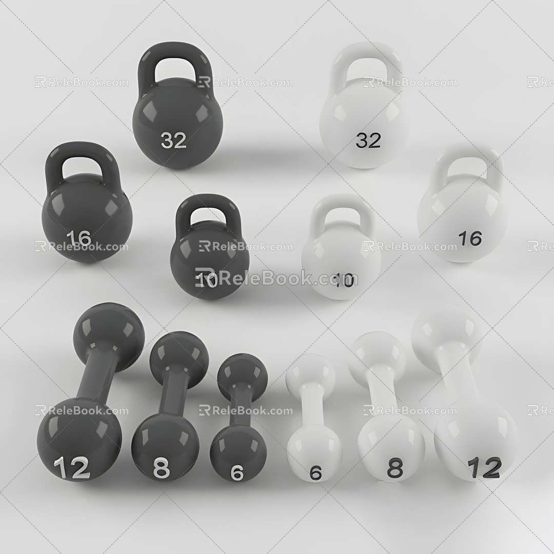 Shot Dumbbell Fitness Equipment 3d model