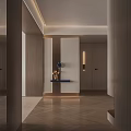 Modern Entryway Hallway Interior With Wooden Paneling Recessed Lighting And Herringbone Flooring