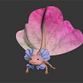 Pink Fantasy Creature With Leaf Like Wings And Smooth Textured Body