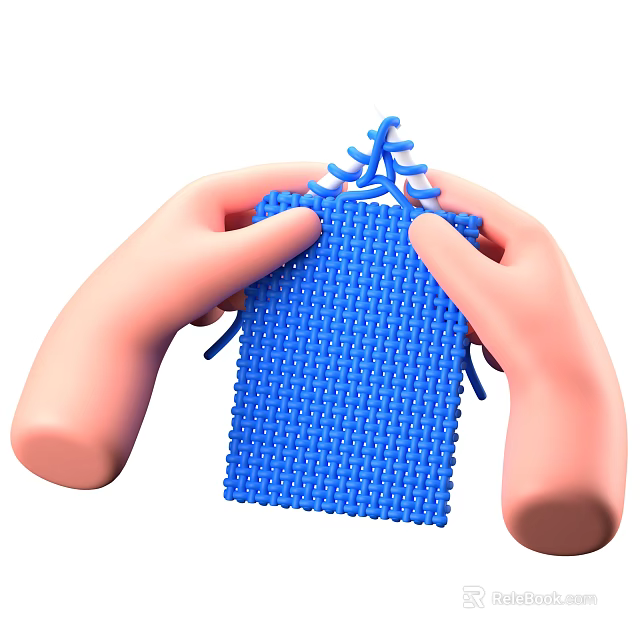 Game Movie Character Holding Blue Knitted Fabric With Tree Shaped Decoration 3d model 