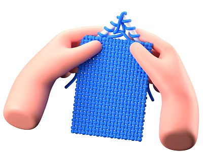 Game Movie Character Holding Blue Knitted Fabric With Tree Shaped Decoration 3d model