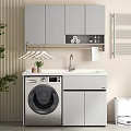 Modern Bathroom Combo with Washing Machine Sink Cabinets and Towel Rack