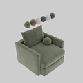 Cozy Modern Bouclé Fabric Accent Chair in Light Beige with Small Round Pillow