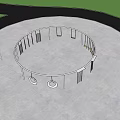 Outdoor Children's Play Area With Circular Climbing Structures Swings And Sand Ground For Kids Playing