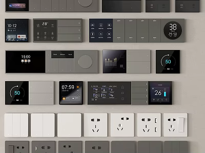Modern Switch Panels With Digital Display And Sleek Design In Different Colors 3d model