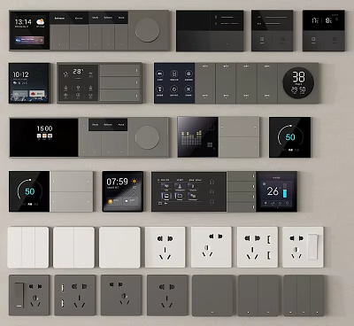 Modern Switch Panels With Digital Display And Sleek Design In Different Colors 3d model
