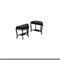 Two Decorative End Tables With Carved Wooden Frame And Patterned Tops 3d model