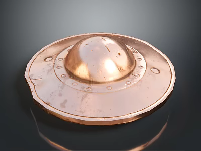 Ancient Copper Weapon Helmet with Decorative Holes Edge and Polished Surface 3d model