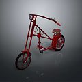 Red Vintage Bicycle With Unique Frame Brown Seat And Front Headlight 3d model