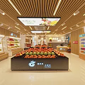 Modern Fruit Store Interior With Bright Lighting And Fresh Various Fruits On Display Shelves