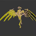 Anime Style Fantasy Character With Large Spiked Wings And Blue White Yellow 3D Design