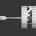 Futuristic Sci Fi Weapon With Circular Ring Structure And Small Spacecraft 3d model