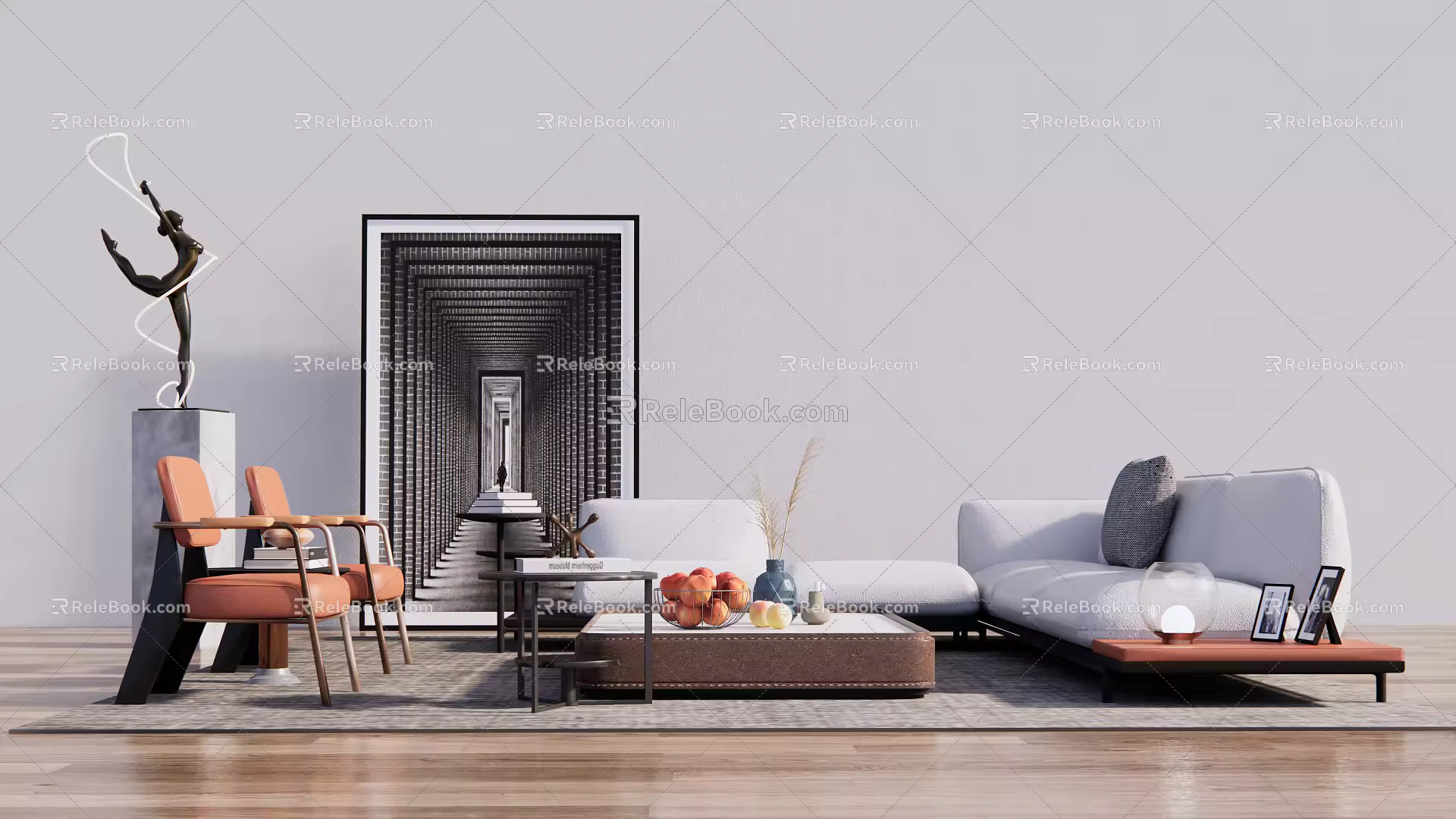 Modern Sofa Coffee Table Combination Sofa 3d model