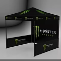 Black Monster Energy Promotional Tent With Side Panels And Brand Logo