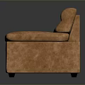 Modern Brown Three Seater Sofa With Upholstered Backrest And Comfortable Armrests