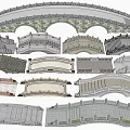 Various Landscape Bridge Designs Featuring Architectural Styles and Stone Arch Structures 3d model