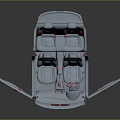 3D Rendered Modern Car Interior With Front Seats And Open Door