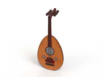 Wooden Lute Shaped Decorative Ornament With Handcrafted Design For Home Use 3d model