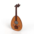 Wooden Lute Shaped Decorative Ornament With Handcrafted Design For Home Use