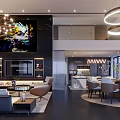Modern Luxury Open Plan Living And Dining Room With Elegant Chandelier And Panoramic City Views