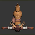 Fantasy Game Character Design Anthropomorphic Deer With Antlers Orange Hair And Blue Skirt