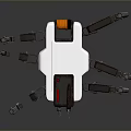 Mechanical Spider Robot With White Body Orange Top Component And Metal Legs Mechanical Claw Design