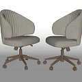 Gray Office Chair with Striped Backrest Armrests Metal Base and Wheels