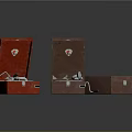 Vintage Open Phonographs In Red And Brown With Wooden Cases Retro Design