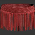 Stylish Red Woven Household Decor With Fringe Details And Circular Shape