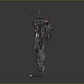 Futuristic Sci Fi Robot Character For Game And Movie With Black Red Mechanical Armor Design