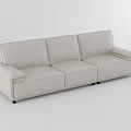 Casual Sofa Set Leather Beige Modern Minimalist Three Seater Comfortable Design 3d model